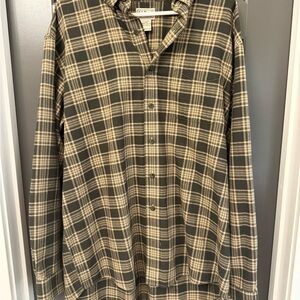 L.L. Bean Black and Tan Plaid Casual Shirt